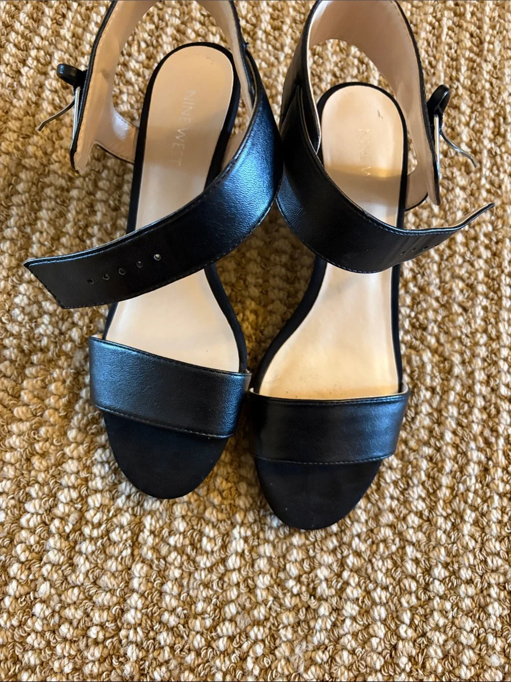 Nine West Black Strappy Block Heel Sandals